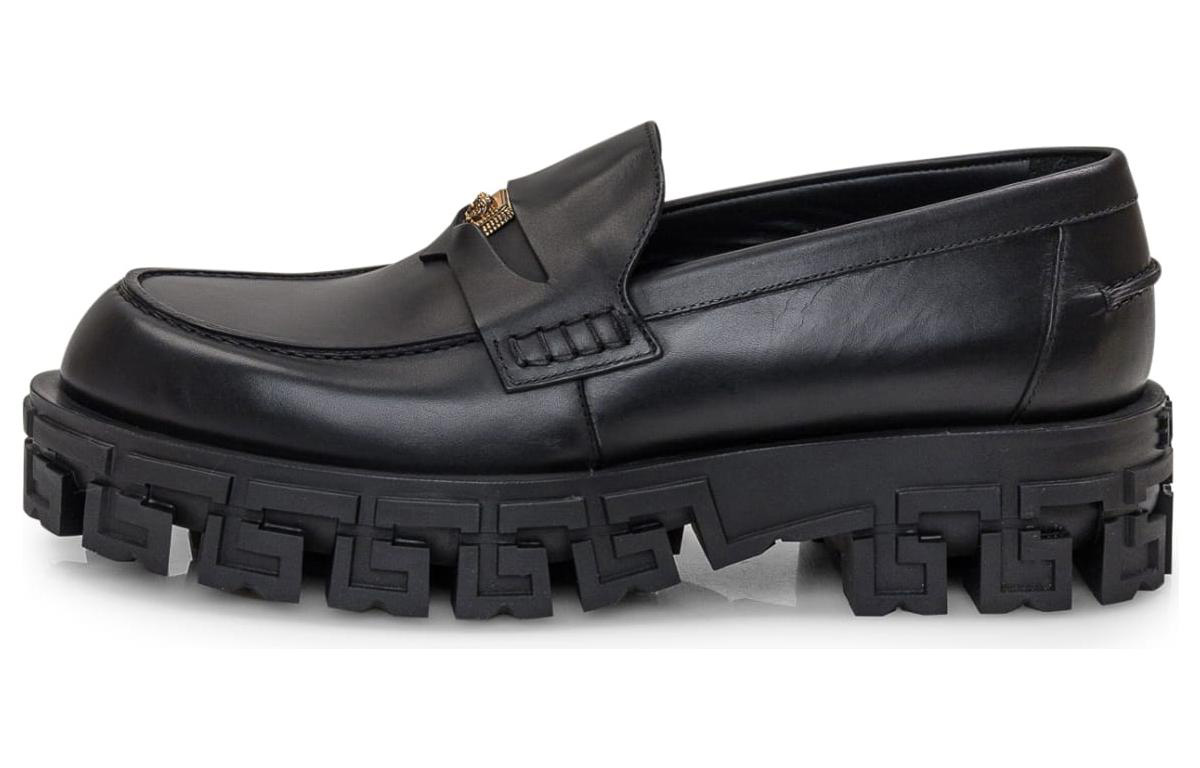 Versace кожаные босоножки с круглым носком мужской для отдыха обувь мужской стиль черный