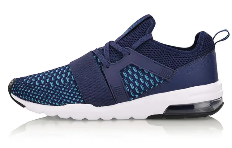 Li Ning Cushioning Breathable Abrasion Resistant Slip Resistant Low top Running Shoes Men's Blue White