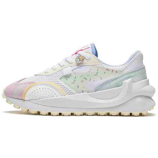 LINING Casual Shoes Women's Low-Top Standard White/Lotus Pink/Light Antique Yellow