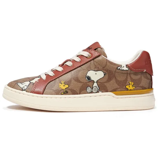 COACH Low Top Stylish Skateboarding Shoes Women's Khaki