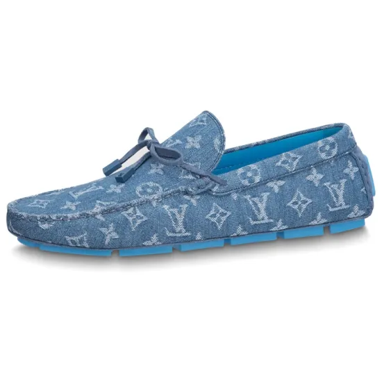 LOUIS VUITTON Lv Driver Moccasin Shoes 'Blue Denim Monogram With Blue'