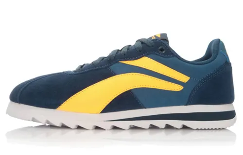 Li Ning Cushioning Slip Resistant Abrasion Resistant Low top Running Shoes Men's Dark Blue Yellow