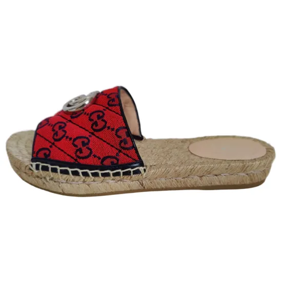 GUCCI GG Matelass Espadrille Sandal Red