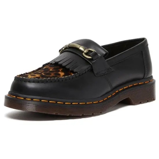 Dr.Martens Adrian Snaffle Hair On Loafers 'Black Leopard'