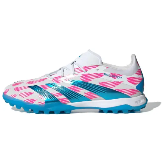 Adidas PREDATOR ELITE Soccer Shoes Unisex Low-Top White/Solar Blue/Neon Pink