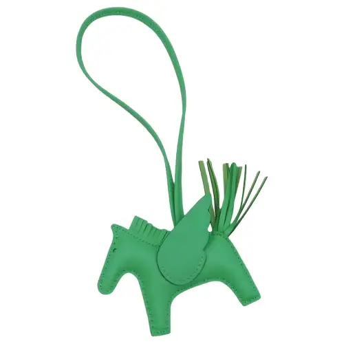 HERMES Rodeo Pegase Leather Keychains Unisex Green