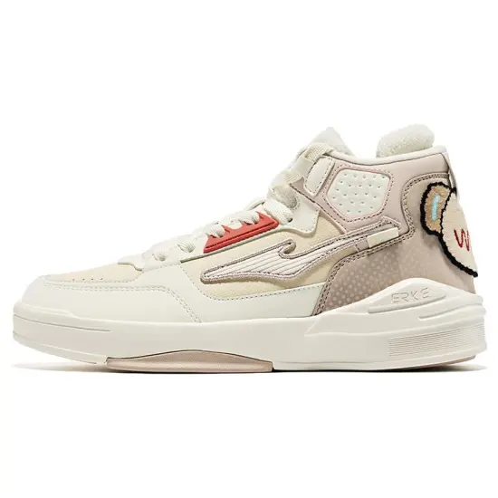 Erke Anti-Slip Wear-Resistant High-Top Skateboard Shoes Women's White Gray