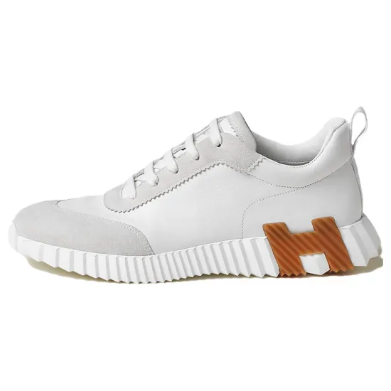 HERMES Bouncing Low Top Casual Shoes Men's White Brown