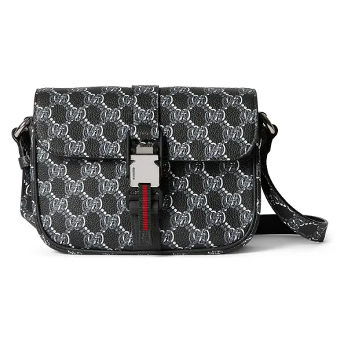 GUCCI Leather Crossbody Bag, Shoulder Bag Extra Mini Men's Gray