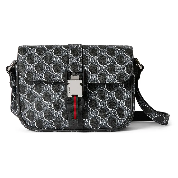 GUCCI Leather Crossbody Bag, Shoulder Bag Extra Mini Men's Gray