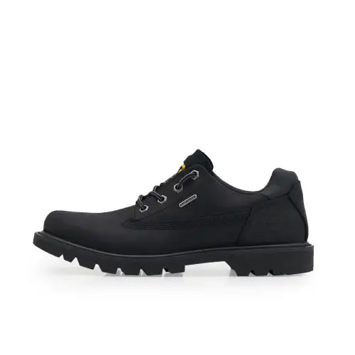 CAT Cow Leather Low top Casual Shoes Unisex Black