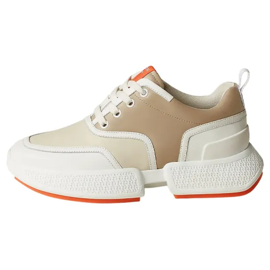 HERMES Giga Casual Shoes Women's Low-Top Beige Brown