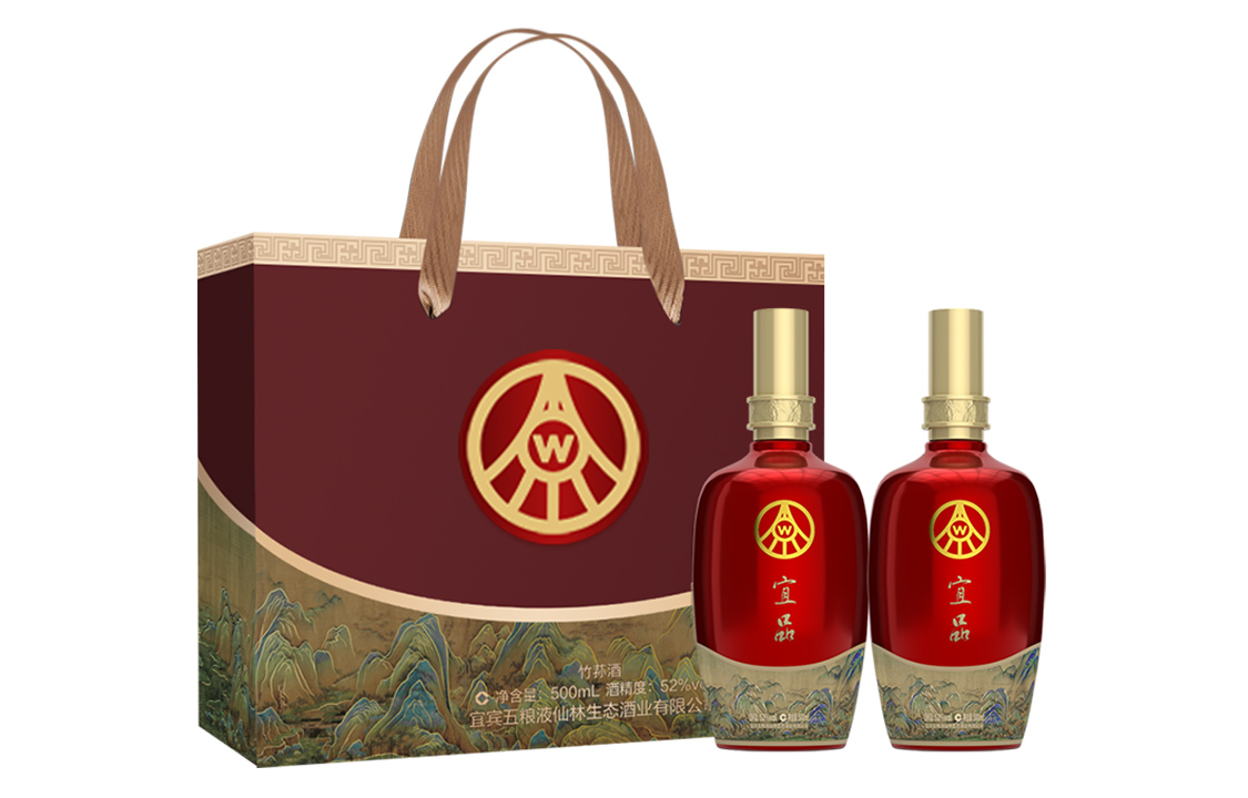 Wuliang Luxiang, Xianlin Ecology, Yipin Series, Thousand Miles of Rivers and Mountains, Double Gift Box, 52 Degree Prepared Wine 500ml*2 Bottles, Comes with a Gift Bag