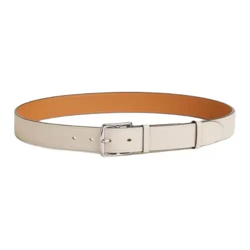 HERMES Etriviere Metal Palladium Calfskin Leather Belts Men's Width 3.2cm