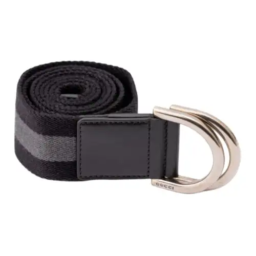 GUCCI Web Canvas Belts Unisex Black/Gray
