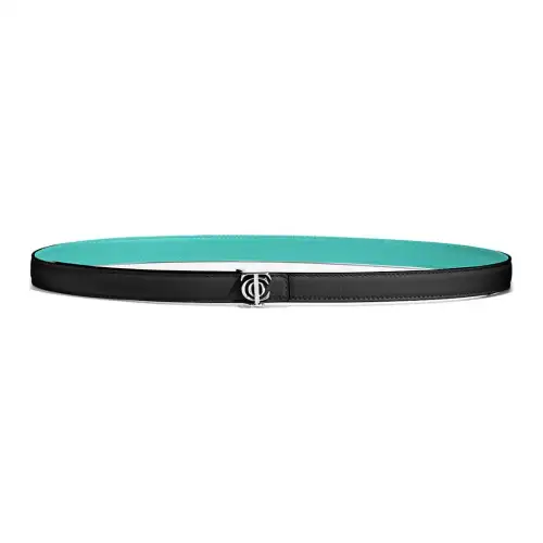 TIFFANY & CO. Double Finish Leather Belts Women's Black Width 2CM