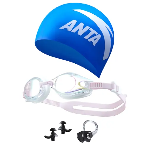 Comfortable elastic swimming cap anti-fog, earplugs, nose clip, set for swimming, silicone carbonic acid, swimming pool for men and women, 4 piece set