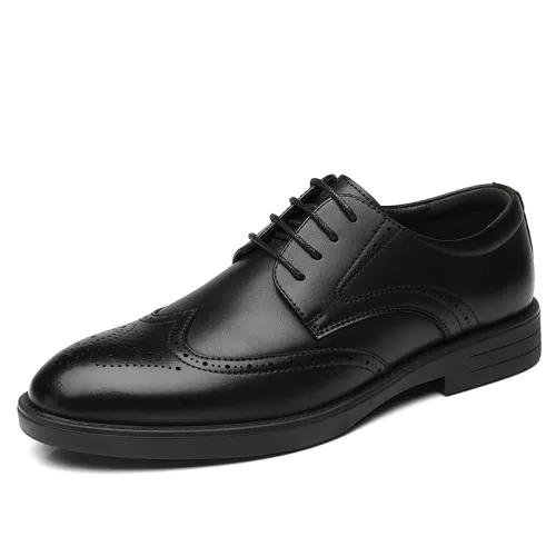 Mulinsen Classic Fashion Brogue Carved Workplace Commuting Soft Sole Comfortable British Style Business Casual Versatile Formal Leather Shoes Men's Style