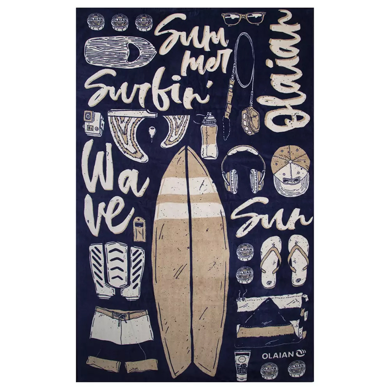 DECATHLON Athletic Equipment Beach Towel Cotton Midnight Blue, Lunar Rock Gray