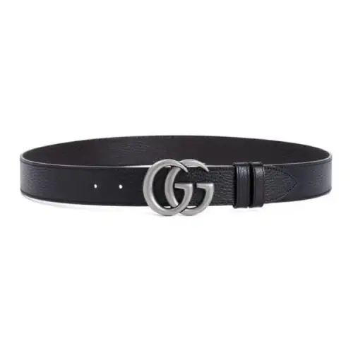 GUCCI GG Marmont Leather Belts Men's Black Width 3.5cm