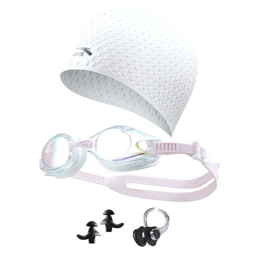 Non-slip waterproof swimming cap anti-fog, earplugs, nose clip, silicone set for swimming, swimming pool for men and women, 4 piece set