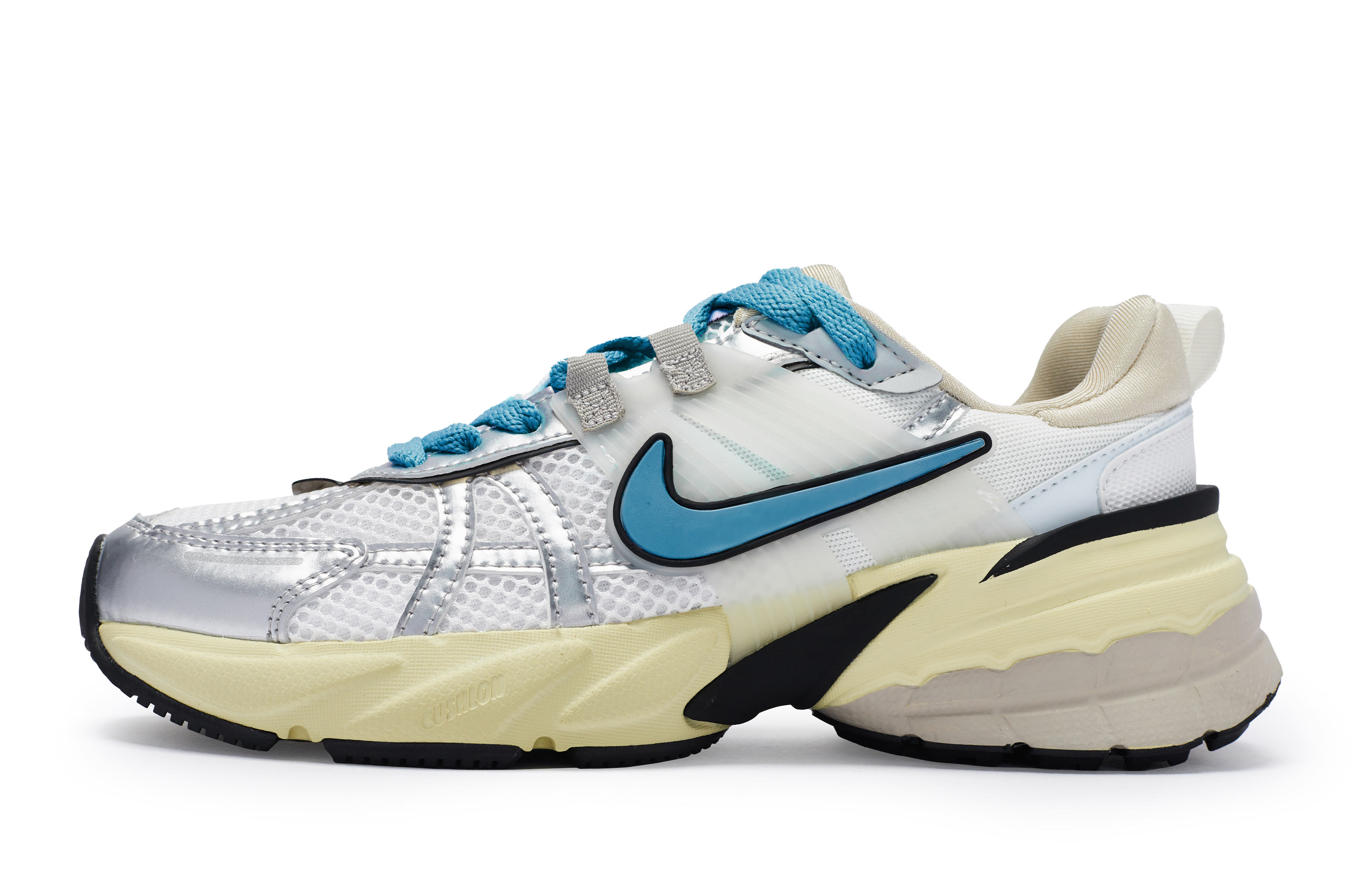 Nike V2K Run Cushioning Slip Resistant Low top Running Shoes Women’s White Silver Lake Blue