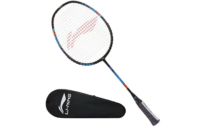 Li Ning Thunder JR Carbon Aluminum Badminton Rackets Offensive Type Heavy Head, Stiff Shaft Entry level 555MM 7U Black