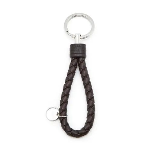 Bottega Veneta Lambskin Metal Keychains Men's Black