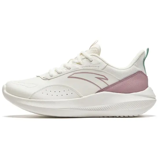 ANTA Running Shoes Women's Low-Top Ivory White/Taro Purple