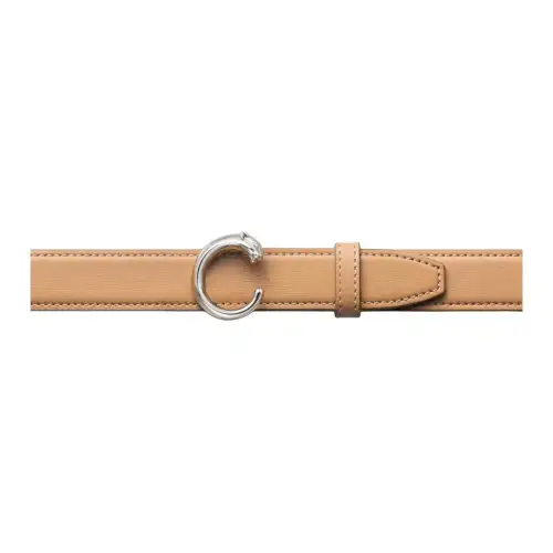 CARTIER Cheetah Styling Design Cow Leather Belts Unisex Brown Width 2.5CM