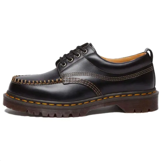 Dr.Martens Lowell Leather Moc Toe Shoes In Black Unisex