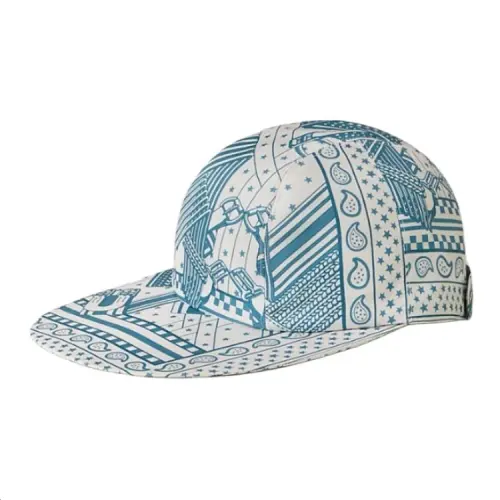 HERMES Silk Baseball Caps Women's Blue/Pink