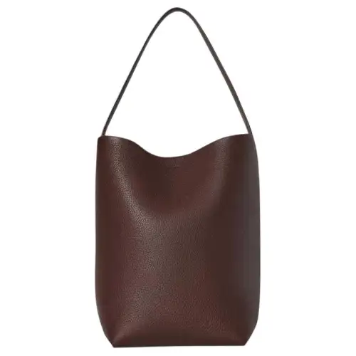 THE ROW Solid Color Grain Calfskin One Shoulder Handbag Women's Dark Red Brown