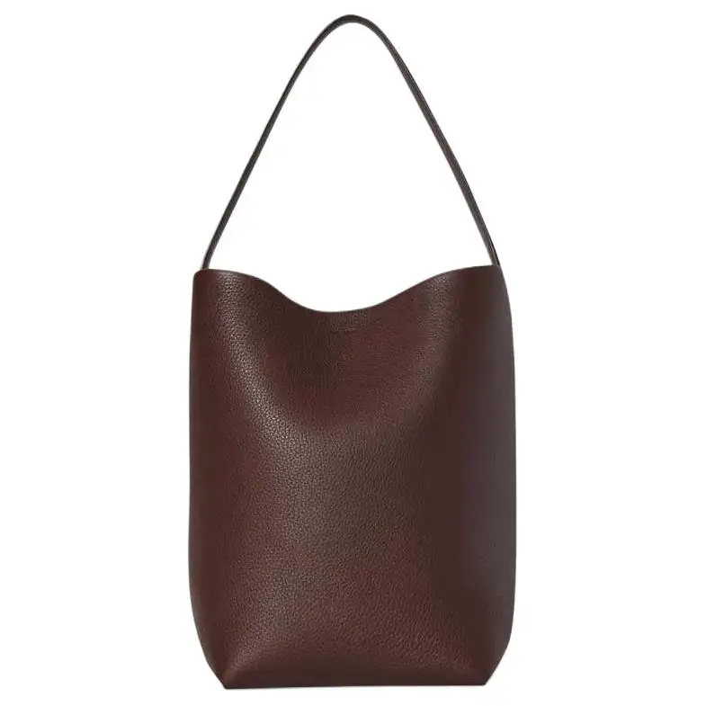 THE ROW Solid Color Grain Calfskin One Shoulder Handbag Women's Dark Red Brown