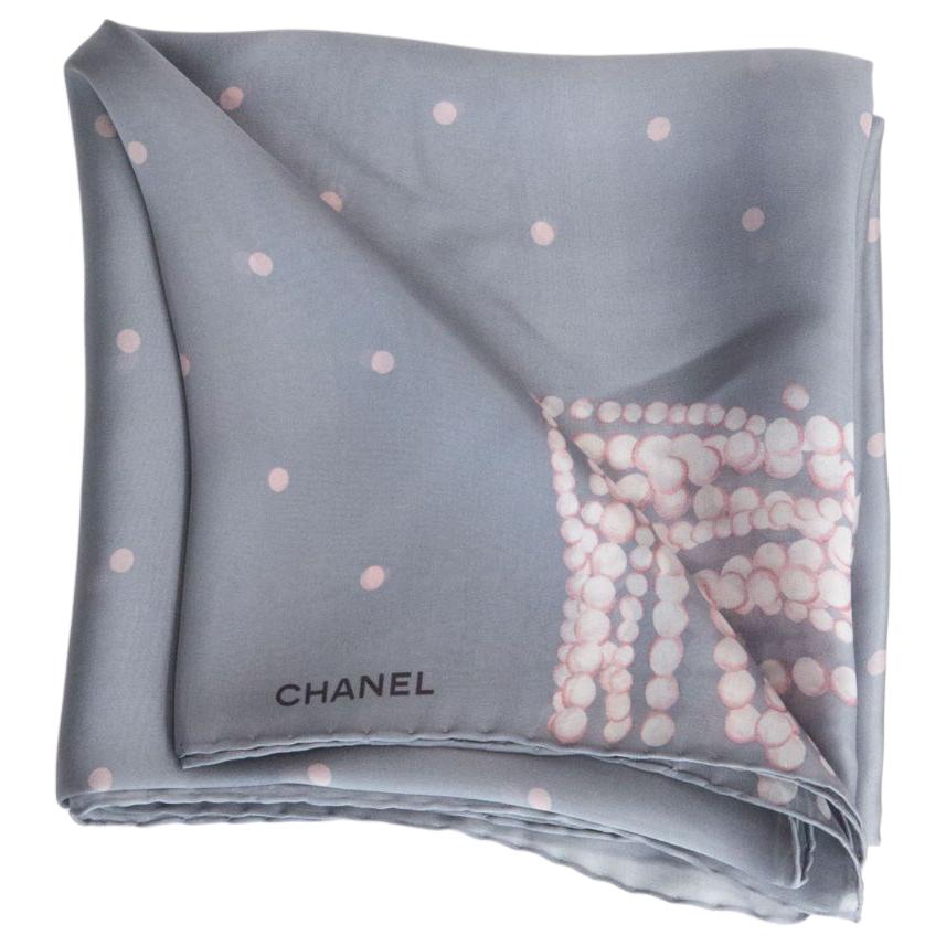 CHANEL 2000s Pearl print Silk Scarf