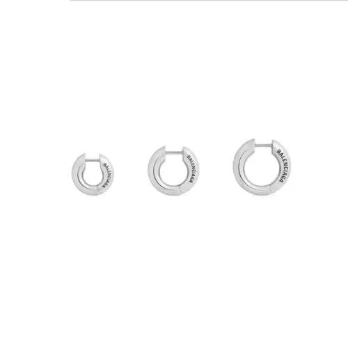 Balenciaga Brand Logo Sterling Silver Earrings Men's Silver