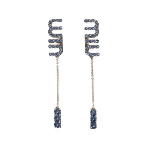 MIU MIU Faux Crystal, Copper Alloy Earrings Women's Blue