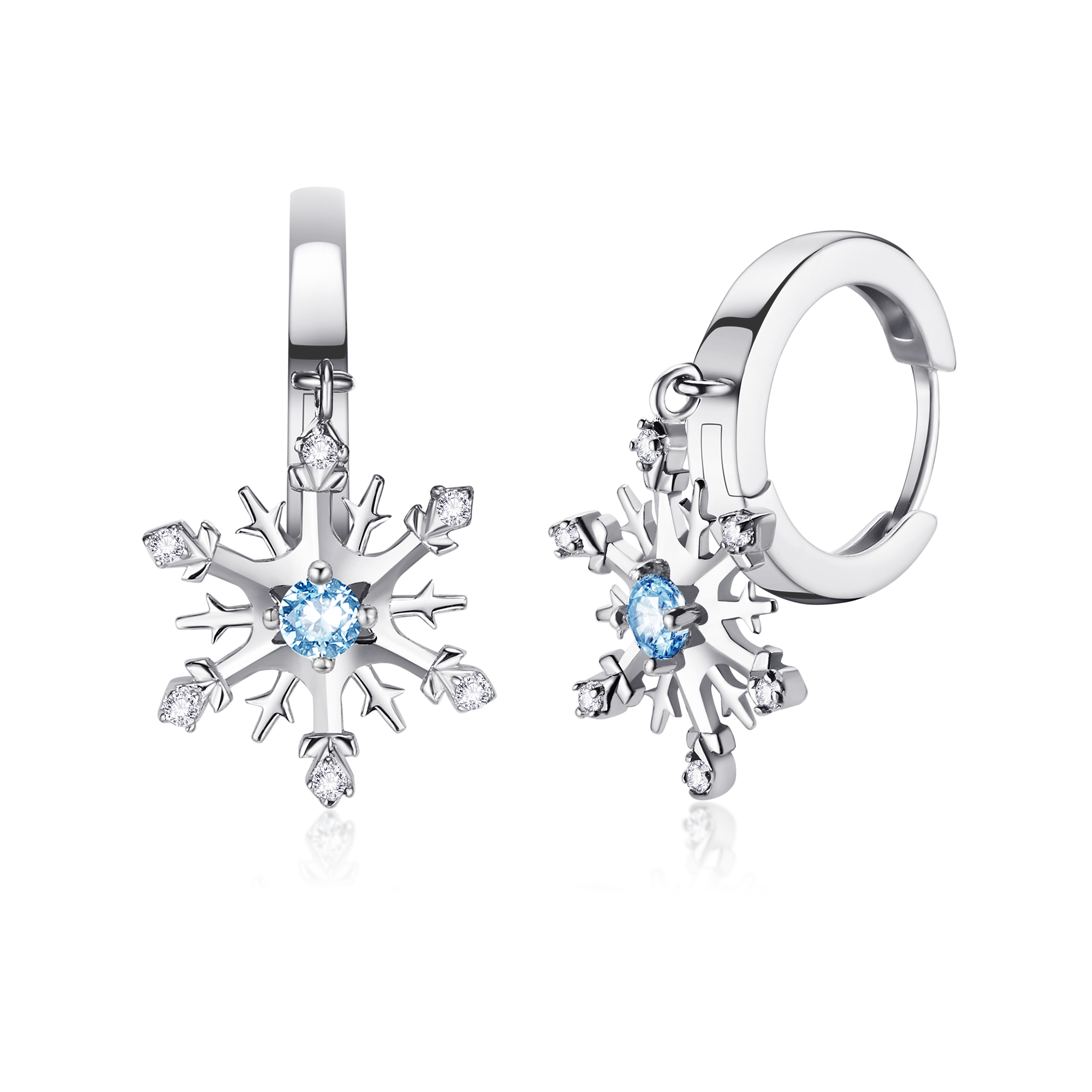 Disney Disney, classic fashionable universal winter earrings for friend, high quality gift box, “Frozen”, with snowflakes, bright catchy style, silver 925 sample