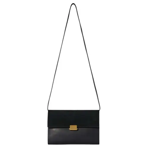THE ROW Calfskin With Suede Envelope Bag, Shoulder Bag, Crossbody Bag Women's Black