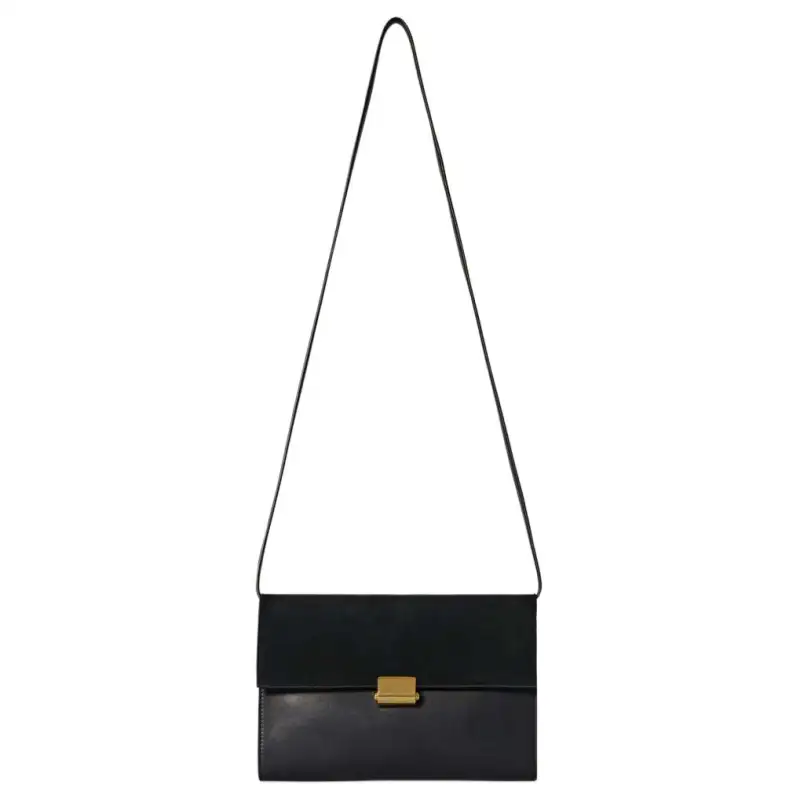 THE ROW Calfskin With Suede Envelope Bag, Shoulder Bag, Crossbody Bag Women's Black
