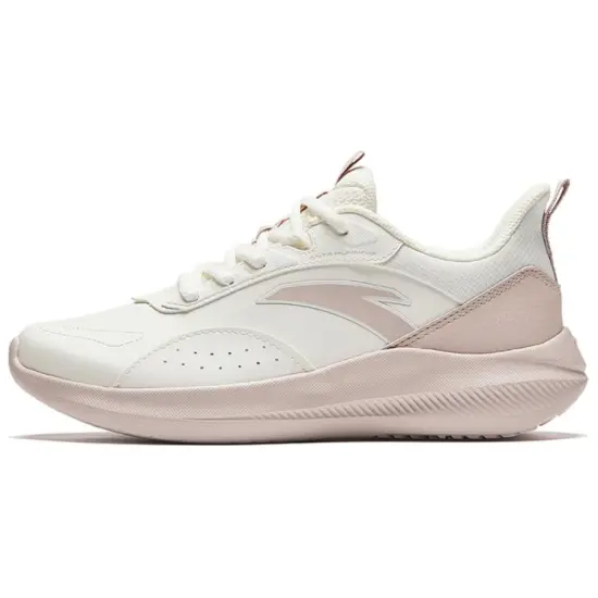 ANTA Running Shoes Women's Low-Top Ivory White/Lotus Grey