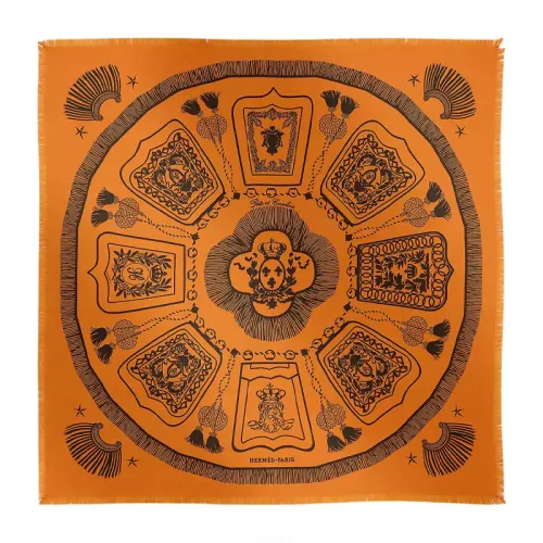 HERMES Scarves Men's Citrus/Persimmon