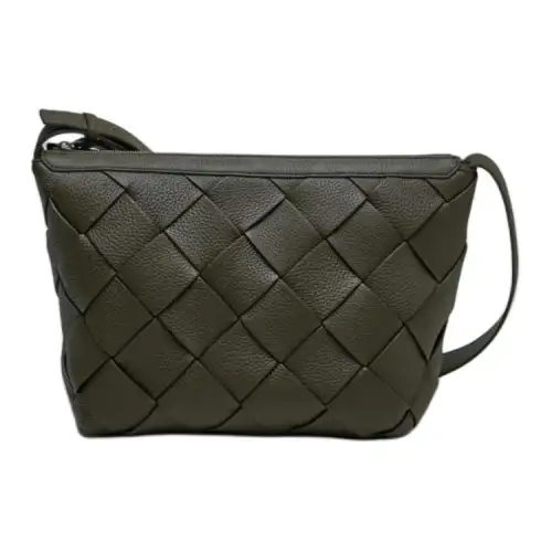 Bottega Veneta Leather Crossbody Bag, Shoulder Bag Men's Khaki