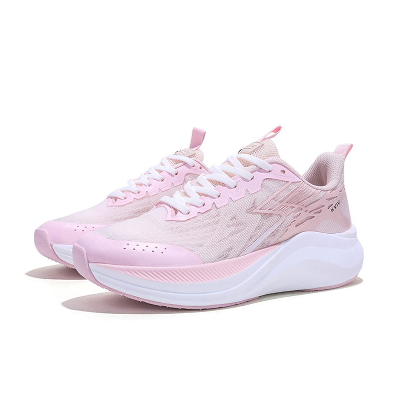 KVIV Cushioning Slip Resistant Abrasion Resistant Low top Casual Running Shoes Unisex White Pink