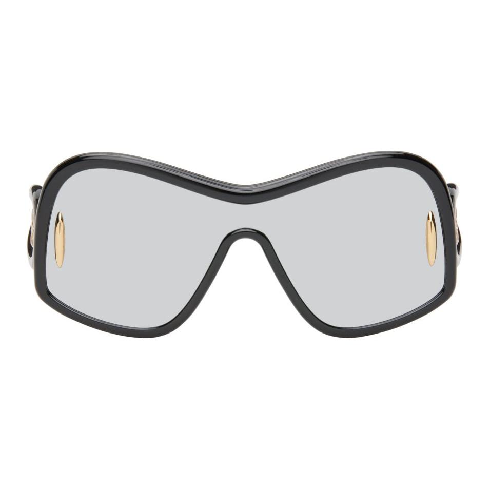 LOEWE Acetate Metal Irregular Shape Sunglasses Women's Black
