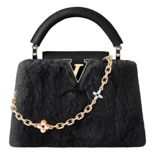 LOUIS VUITTON Capucines Wool Kapsyn Shoulder Bag, Crossbody Bag, Handbag Mini Women's Black