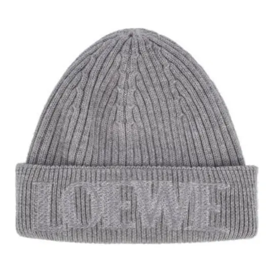 LOEWE Logo Embroidered Ribbed Knit Beanie