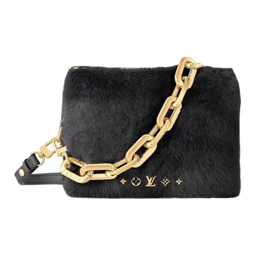 LOUIS VUITTON Coussin Wool Shoulder Bag, Crossbody Bag Women's Black