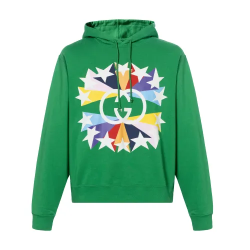 GUCCI Sweatshirts Men's Green Hooded Moderate Regular