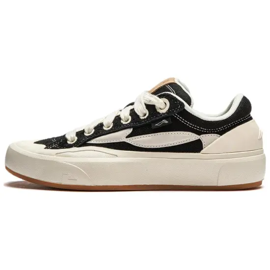 LINING Wave Skateboard Shoes Women's Low-Top Black White
